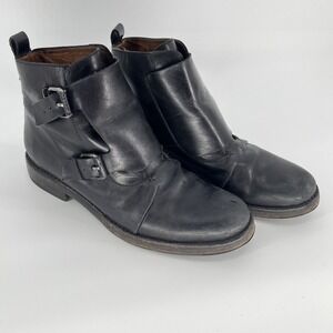 Sartore Black Leather Double Monk Strap Ankle Boots Made in Italy Womens 38